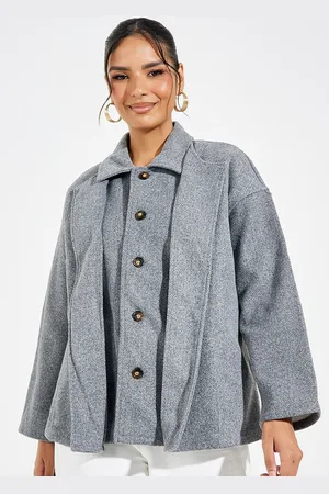 Styli Women Oversized Fit Long Length Mock Double Layer Jacket