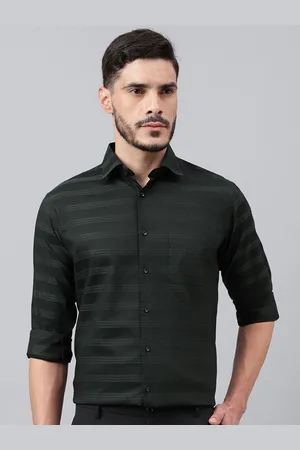 Richlook Men Comfort Spread Collar Horizontal Striped Cotton Party Shirt