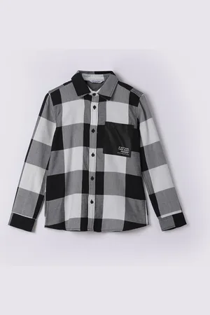 Lifestyle Boys Spread Collar Buffalo Checked Cotton Casual Shirt