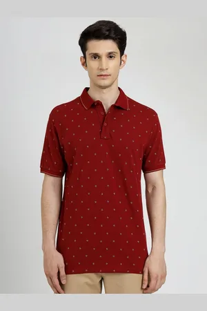 JADE BLUE Men Floral Printed Polo Collar Pure Cotton Slim Fit T-shirt