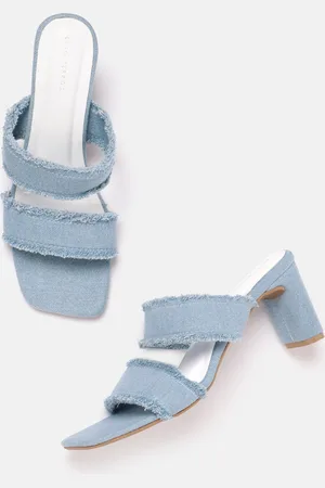 Lino Perros Fringed Denim Block Heels