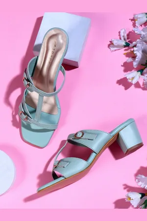 TRASE Open Toe Block Heels With Buckles