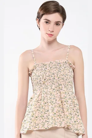 SHOWOFF Women Floral Print Shoulder Straps Peplum Top