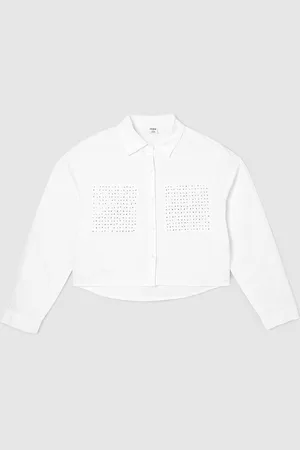 Max Collection Girls Spread Collar Solid Cotton Casual Shirt