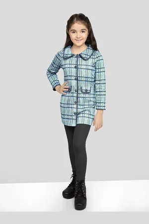 naughty ninos Girls Checked Single Breasted Coats