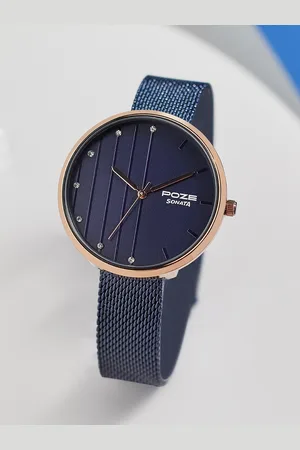 Sonata Women Poze Embellished Dial & Bracelet Style Straps Analogue Watch SP80093KM01