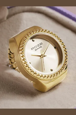 Sonata Women Poze Dial & Bracelet Style Straps Analogue Ring Watch SP80082YM01W