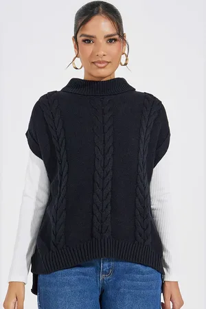 Styli Women High Neck Regular Length Boxy Fit Sleeveless Sweater