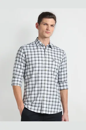 Arrow Tartan Checks Spread Collar Cotton Slim Fit Casual Shirt