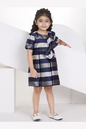 Peppermint Girls Striped Printed A-Line Knee Length Dress