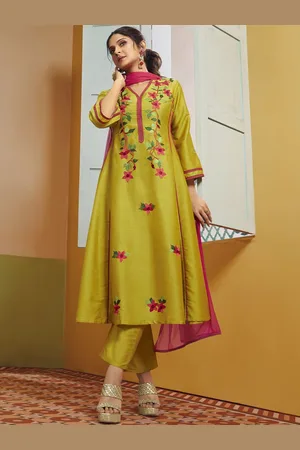 Bhama Couture Jennifer Winget Floral Embroidered Anarkali Kurta With Trouser & Dupatta