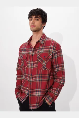 The Souled Store Men Spread Collar Tartan Checked Cotton Casual Shirt