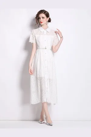 JC Collection Women Self Design Shirt Collar Shirt Midi Dress