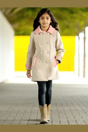 naughty ninos Girls Spread Collar Double-Breasted Pea Coat