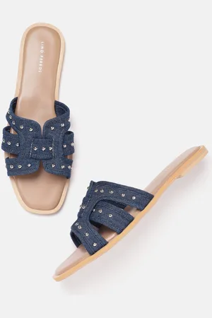Lino Perros Women Metallic Detail Open Toe Flats