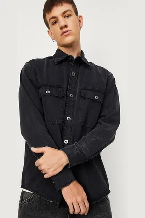 Max Collection Men Spread Collar Solid Cotton Casual Shirt