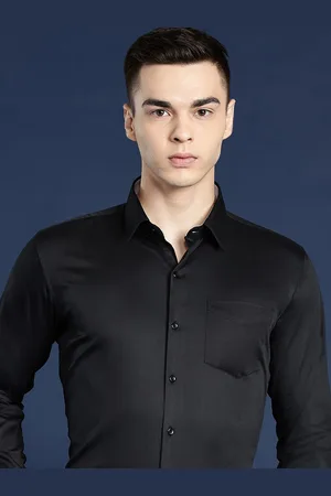 HANCOCK Men Slim Fit Opaque Cotton Satin Formal Shirt