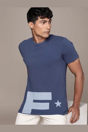 FORCE IX Men Brand Logo Printed Pure Cotton T-shirt
