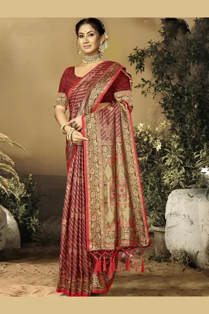 Ishin Woven Design Zari Saree with blouse piece