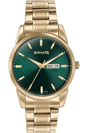 Sonata Men Embellished Dial & Stainless Steel Bracelet Style Straps Analogue Watch 77147YM02