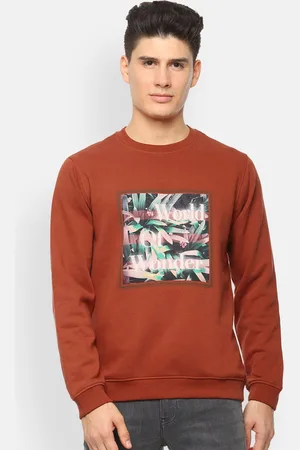 V Dot Men Maroon & Off-White Printed Sweatshirt