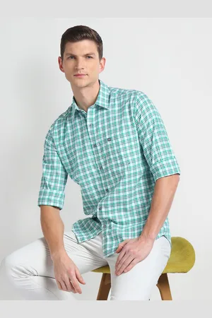 Arrow Spread Collar Long Sleeves Slim Fit Cotton Striped Casual Shirt