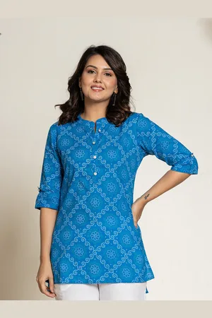 ROOPWATI FASHION Bandhani Printed Pure Cotton Pleated Kurti