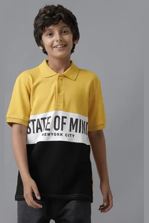 UNDER FOURTEEN ONLY Boys Colourblocked Polo Collar Cotton T-shirt