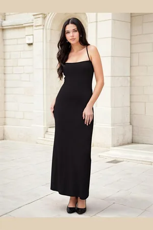 KOTTY Women Solid Shoulder Straps Maxi Dress