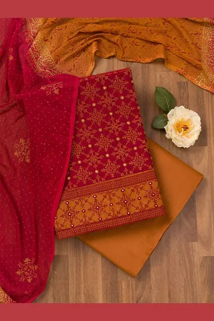 Koskii Ethnic Motifs Embroidered Zari Work Unstitched Dress Material