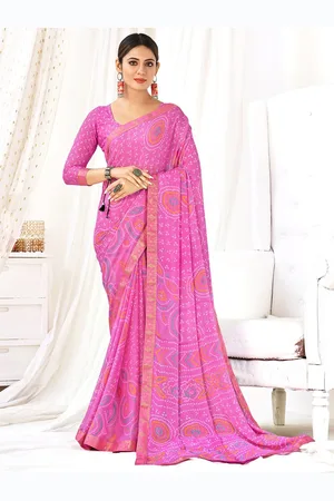 Kalini Women Printed Bandhani Zari Saree With Blouse Piece