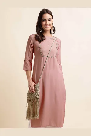 Mirchi Fashion Floral Embroidered Thread Work Straight Kurta