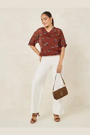 Styli Women Printed Piping Top with Spaghetti