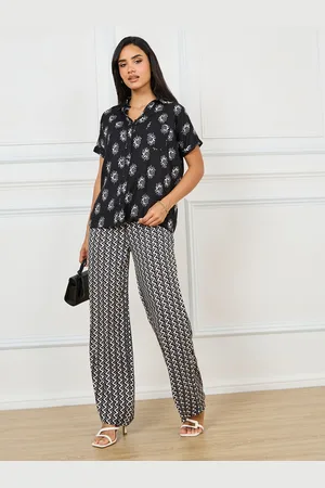Styli Printed Shirt Collar Short Sleeves Shirt & Trousers Co-Ords