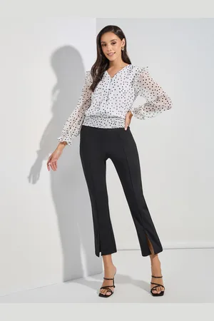 Styli Printed V-Neck Elasticated Ruffed Cuff And Ruched Hem Top