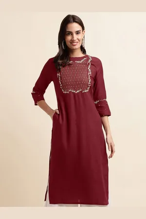 Mirchi Fashion Floral Embroidered Thread Work Straight Kurta