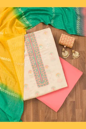 Koskii Ethnic Motifs WovenDesign Zari Unstitched Dress Material