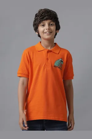 UNDER FOURTEEN ONLY Boys Graphic Printed Polo Collar Cotton T-shirt