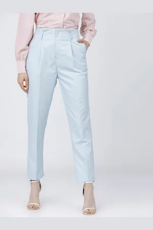 Tokyo Talkies Women Tapered Fit High-Rise Pleated Formal Trousers