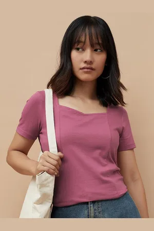 Lifestyle Women Solid Sweetheart Neck Cotton Top