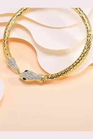 DIVASTRI Stainless Steel Gold-Plated American Diamond Choker Necklace