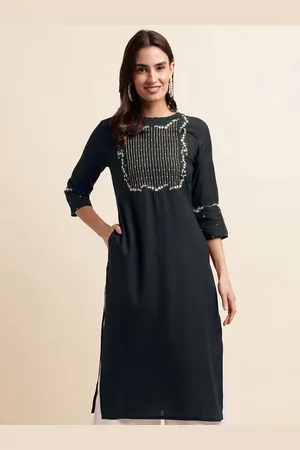 Mirchi Fashion Floral Embroidered Sequinned Straight Kurta