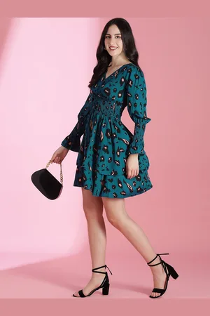 KOTTY Women Printed Puff Sleeves Fit & Flare Dress