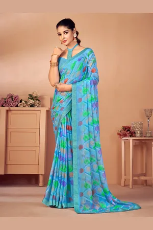 Kalini Women Printed Zari Saree with Blouse Piece