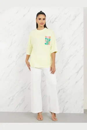 Styli Women Drop-Shoulder Graphic Embroidered Oversized T-Shirt