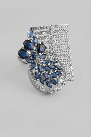 Anouk Silver-Plated AD-Studded Adjustable Finger Ring