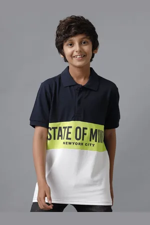 UNDER FOURTEEN ONLY Boys Colourblocked Polo Collar Cotton T-shirt