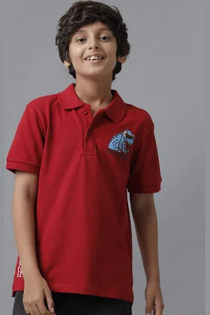 UNDER FOURTEEN ONLY Boys Graphic Printed Polo Collar Cotton T-shirt