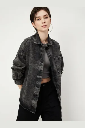 Max Collection Women Spread Collar Faded Cotton Casual Shirt