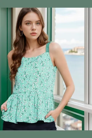 Rare Fashion Women Floral Printed Shoulder Straps Top